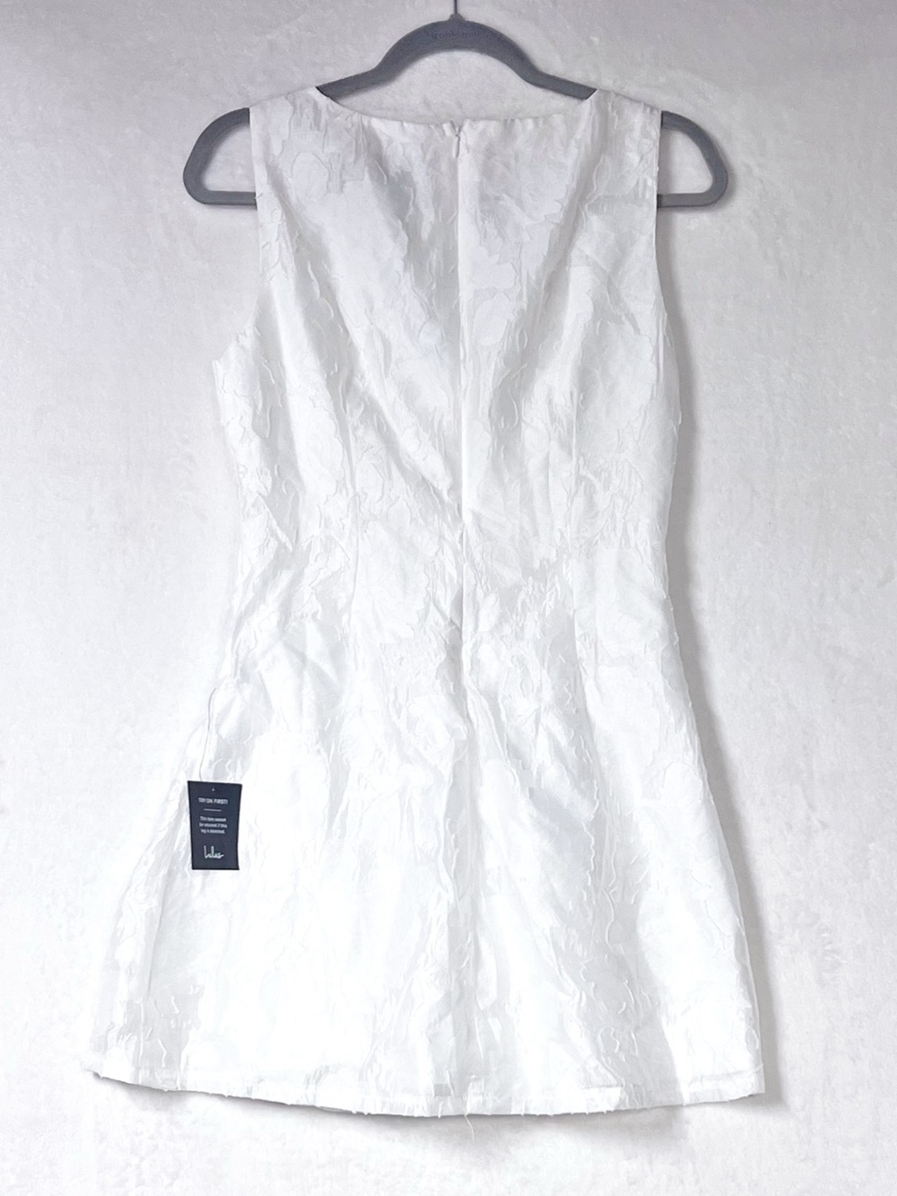 Lulus Exquisite Moments White Floral Jacquard Sleeveless Mini Dress Size S NWT - Picture 6 of 10